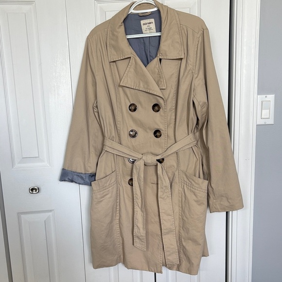 Old Navy Women's Tan Mid-Weight Trench Coat with Belt XL - Picture 2 of 16